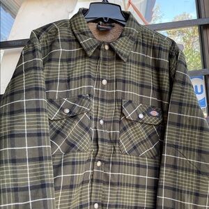 Dickies Olive Plaid Long Sleeve Shirt